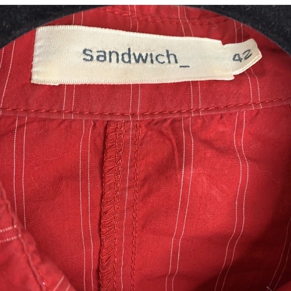 Sandwich Red Striped Cotton Women’s Zip Up Jacket - Picture 2 of 8